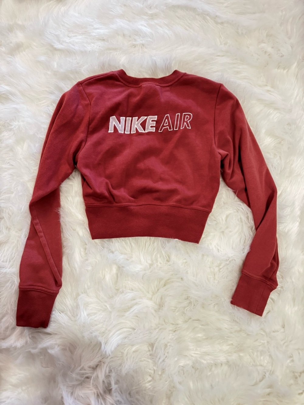 Nike Air Cropped Sweatshirt XS Red | Athletic Logo Pullover - Picture 2 of 4